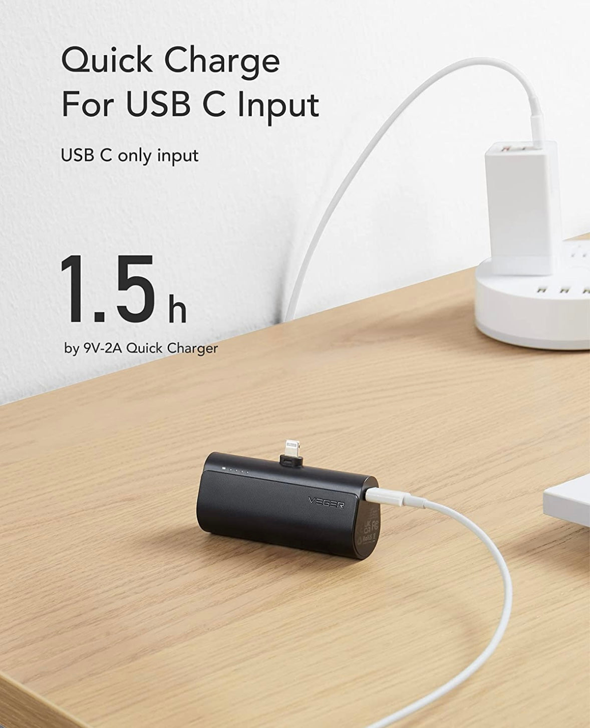 Mini Portable Charger for iPhone, VEGER 5000mAh 20W PD Fast Charging Battery Pack, Cordless Portable External Backup Charger for iPhone 14, 13, 12, 8, 7, XR, XS Max, Pro Max, AirPods